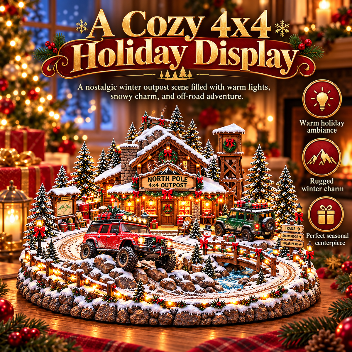 🚗🎄 Christmas Classic Gas Station Village –4 Holiday Vehicle Scenes