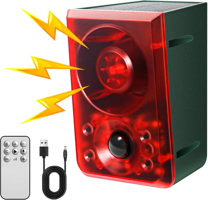 🔊 130dB SOLAR MOTION SENSOR ANIMAL ALARM 🔥 Flashing Light + Custom Recording