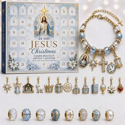 ✈️Last Day 50% OFF✨🎄24-Day Christian Christmas Charm Bracelet Advent Calendar