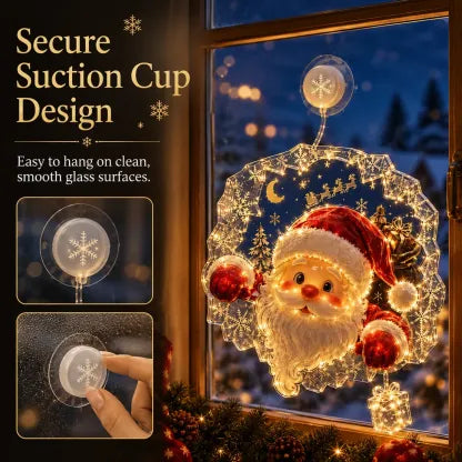 ✈️Last Day 50% OFF✨🎄Lighted Christmas Window Decoration with Suction Cup | Warm LED Window Light with Double-Layer Design & Multiple Festive Styles ✨