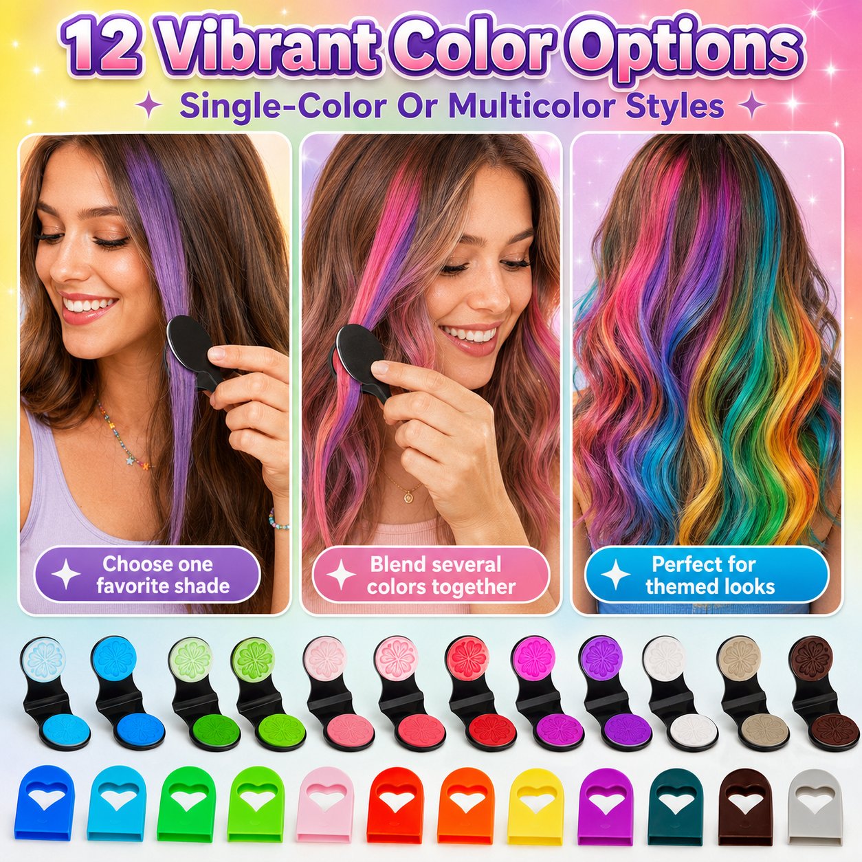 🏅🔥Last Day 50% OFF - 🌈12-Color Temporary Hair Chalk Applicator Set