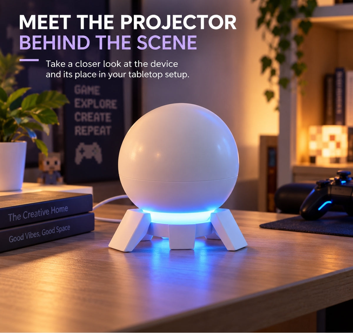 🎮 Pixel Fantasy Scene Projector – Ambient Decor for Gaming Rooms