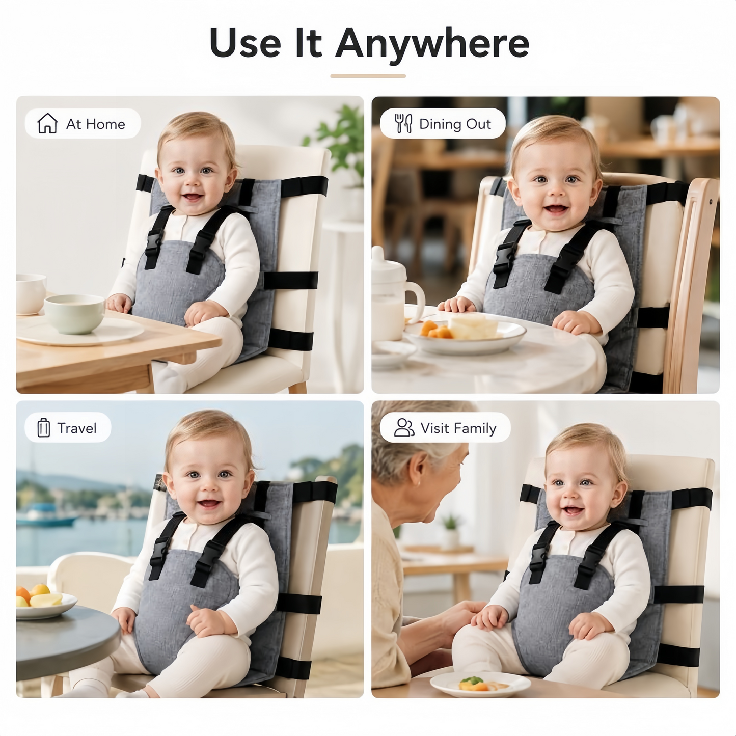 👶 Turn Almost Any Dining Chair Into a Baby Seat –🍽️ Portable Travel Harness