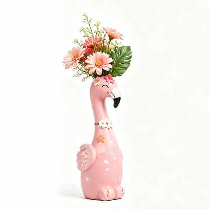🏅🦩Cute Flamingo Decorative Vase 🌸 5 Styles Resin Figurine Vase Tabletop Centerpiece Indoor Home Shelf Decor Gift