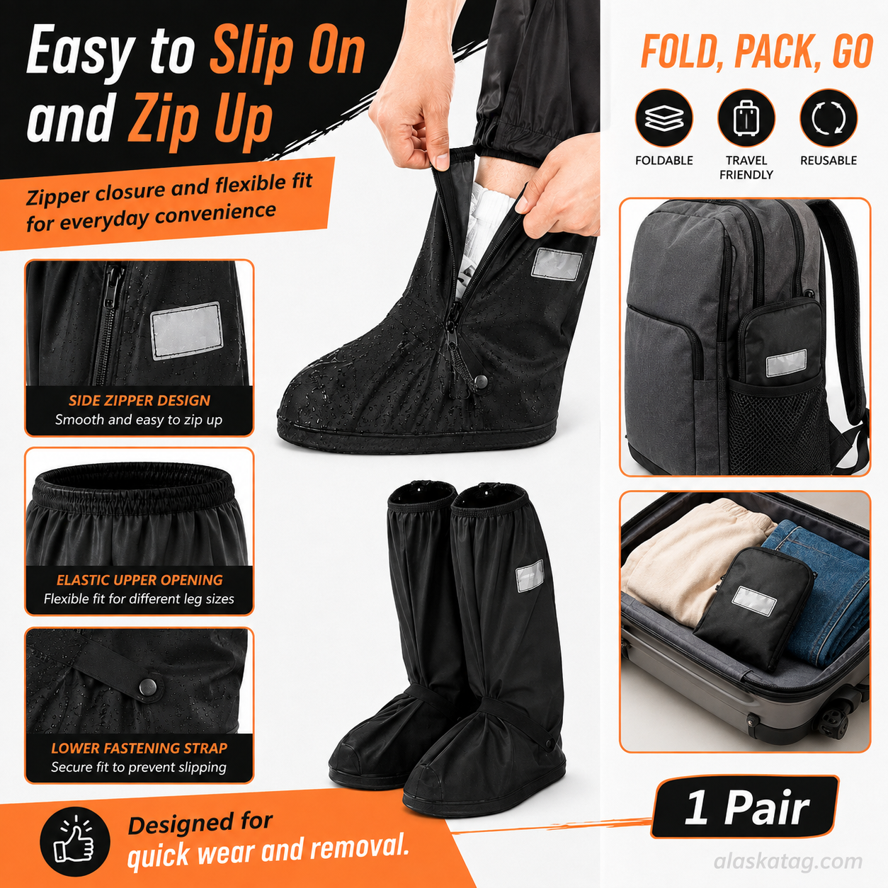 ✈️Last Day 50% OFF✨🌧️ Reusable Waterproof Boot Covers for Rain, Mud & Snow