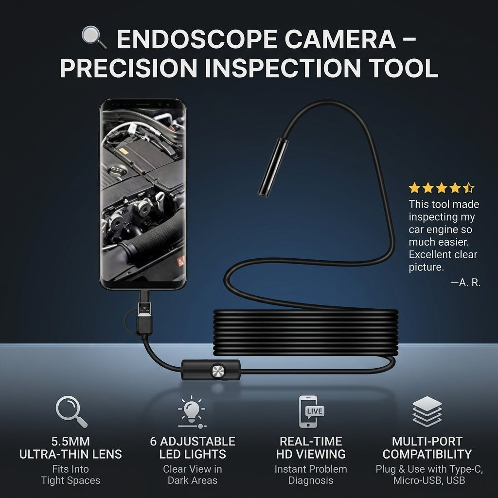 🔍 Endoscopy Camera – See Inside Hard-to-Reach Spaces Before You Repair