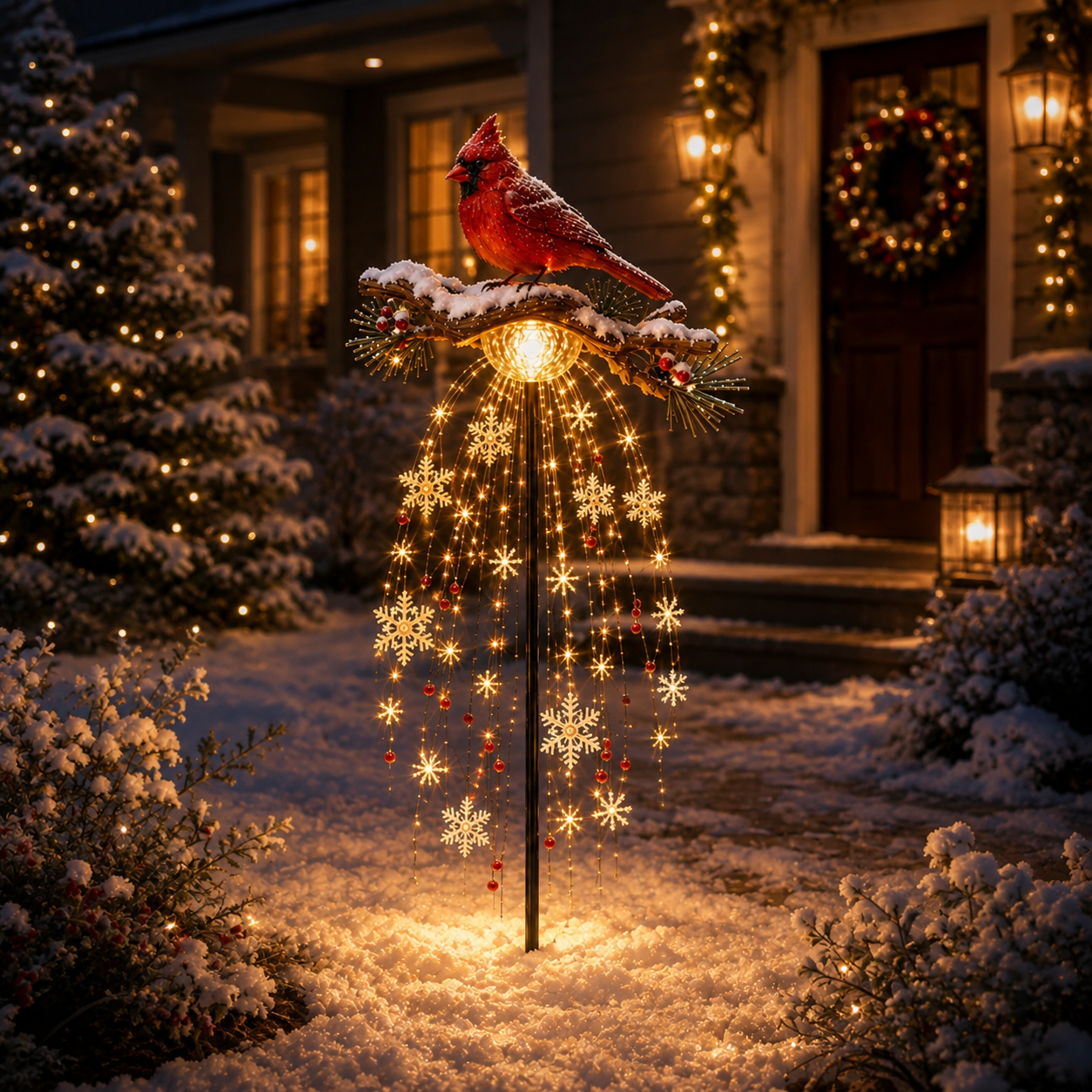 🌲 Christmas Discount - 45% OFF🐦Cardinal Memory Fountain – Lighted Christmas Remembrance Garden Decor❤️