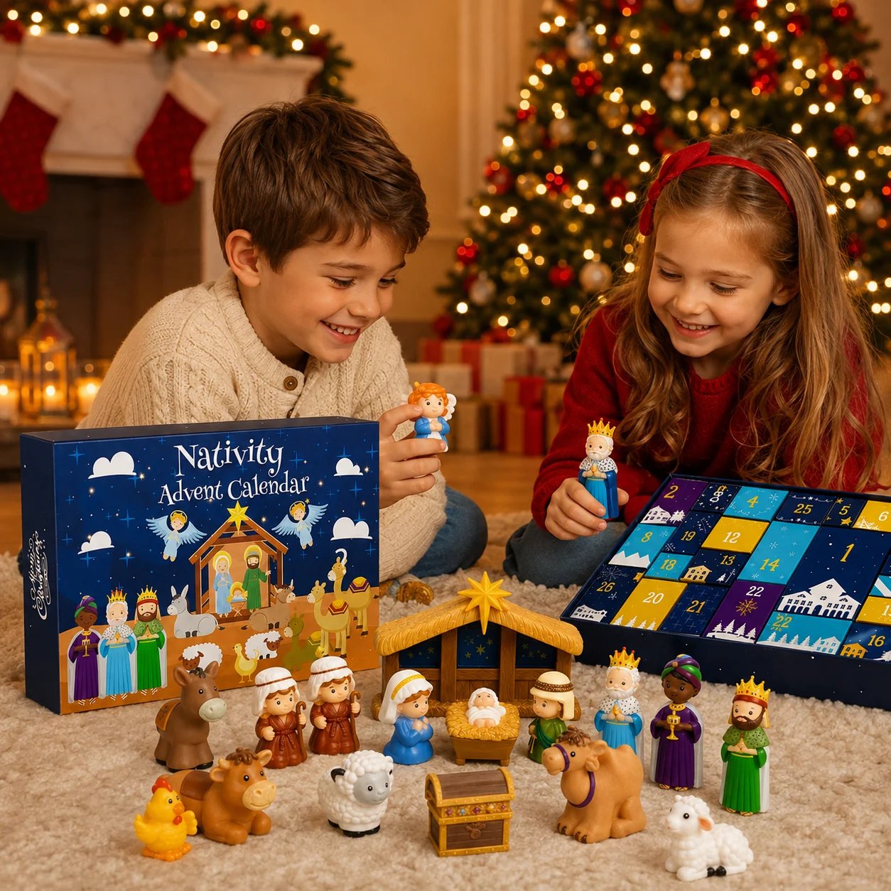 ✈️Last Day 50% OFF✨💯2026 Nativity Advent Calendar – 25-Piece Christmas Story Set for Kids