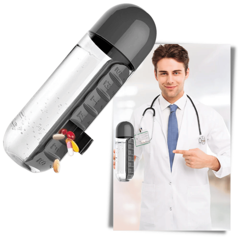 Plastic Water Bottle with Pill Box