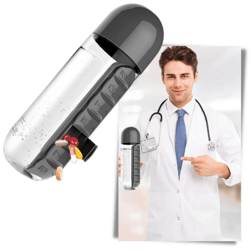 Plastic Water Bottle with Pill Box