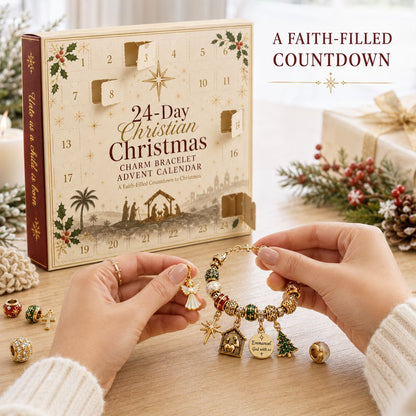 ✈️Last Day 50% OFF✨🎄24-Day Christian Christmas Charm Bracelet Advent Calendar