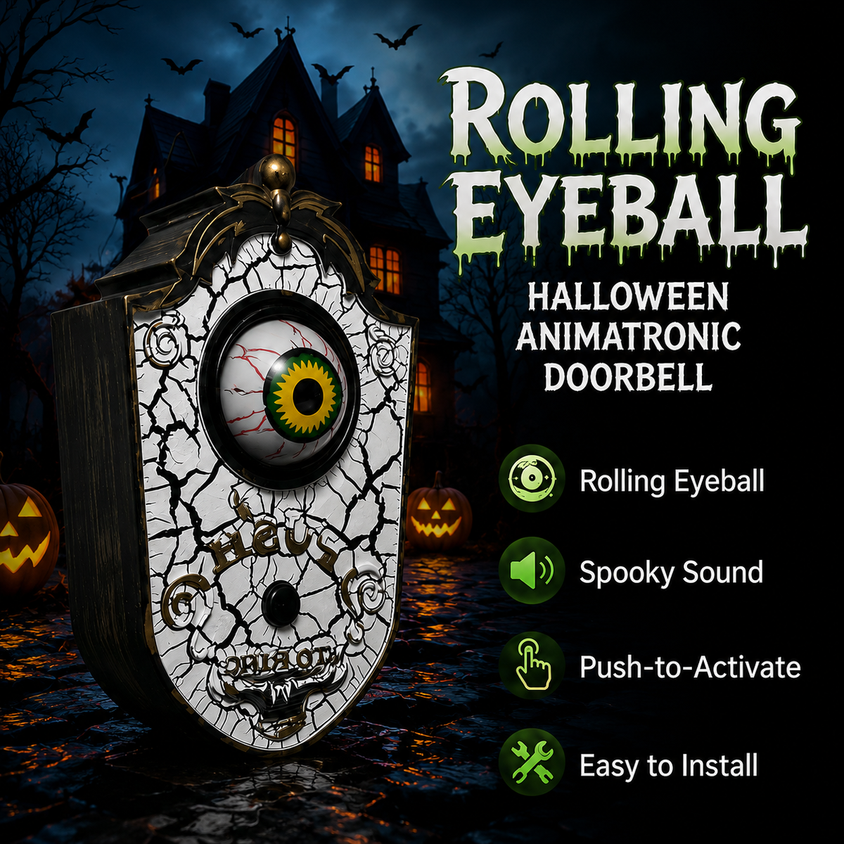 👁️ Animated Eyeball Doorbell with Light & Sound