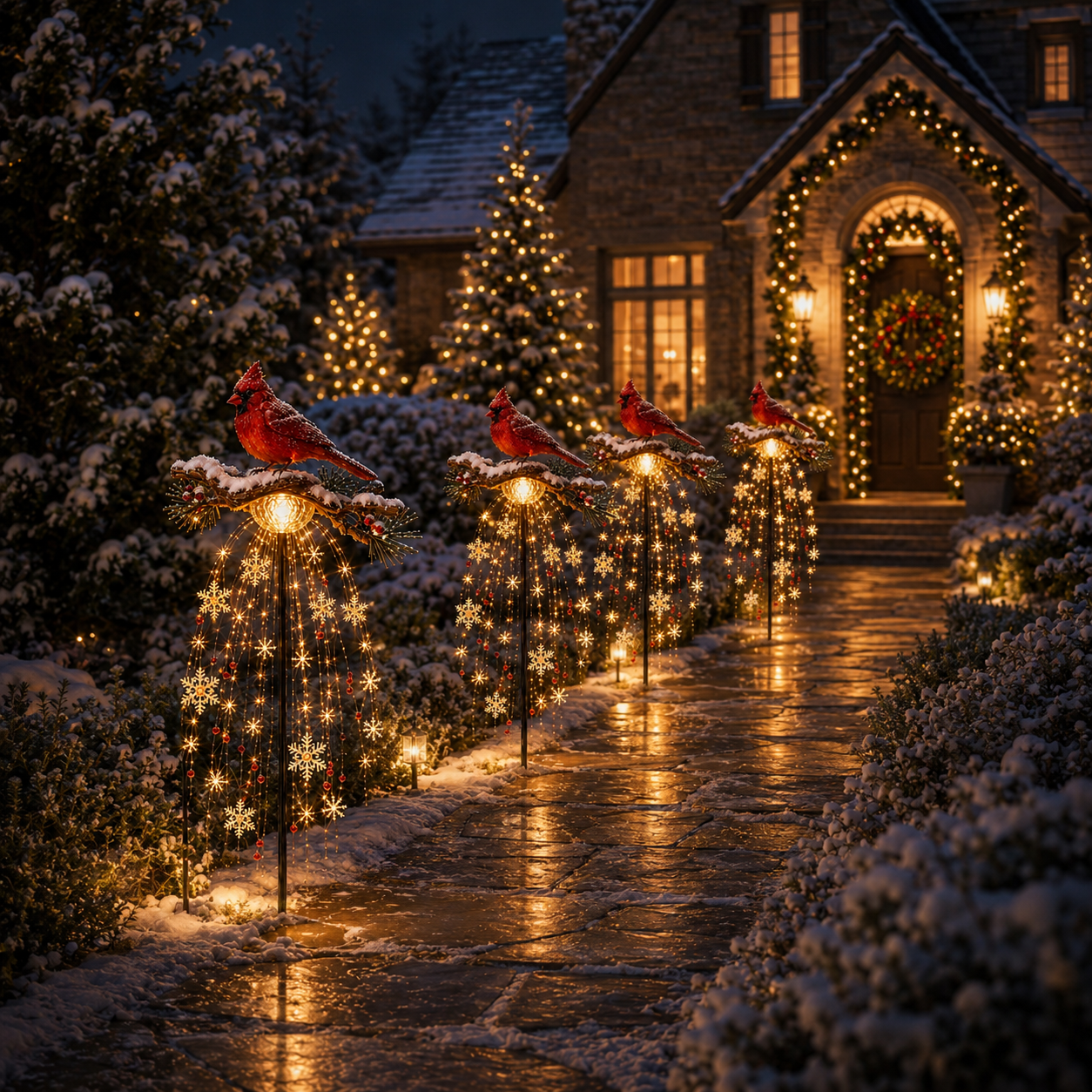 🌲 Christmas Discount - 45% OFF🐦Cardinal Memory Fountain – Lighted Christmas Remembrance Garden Decor❤️