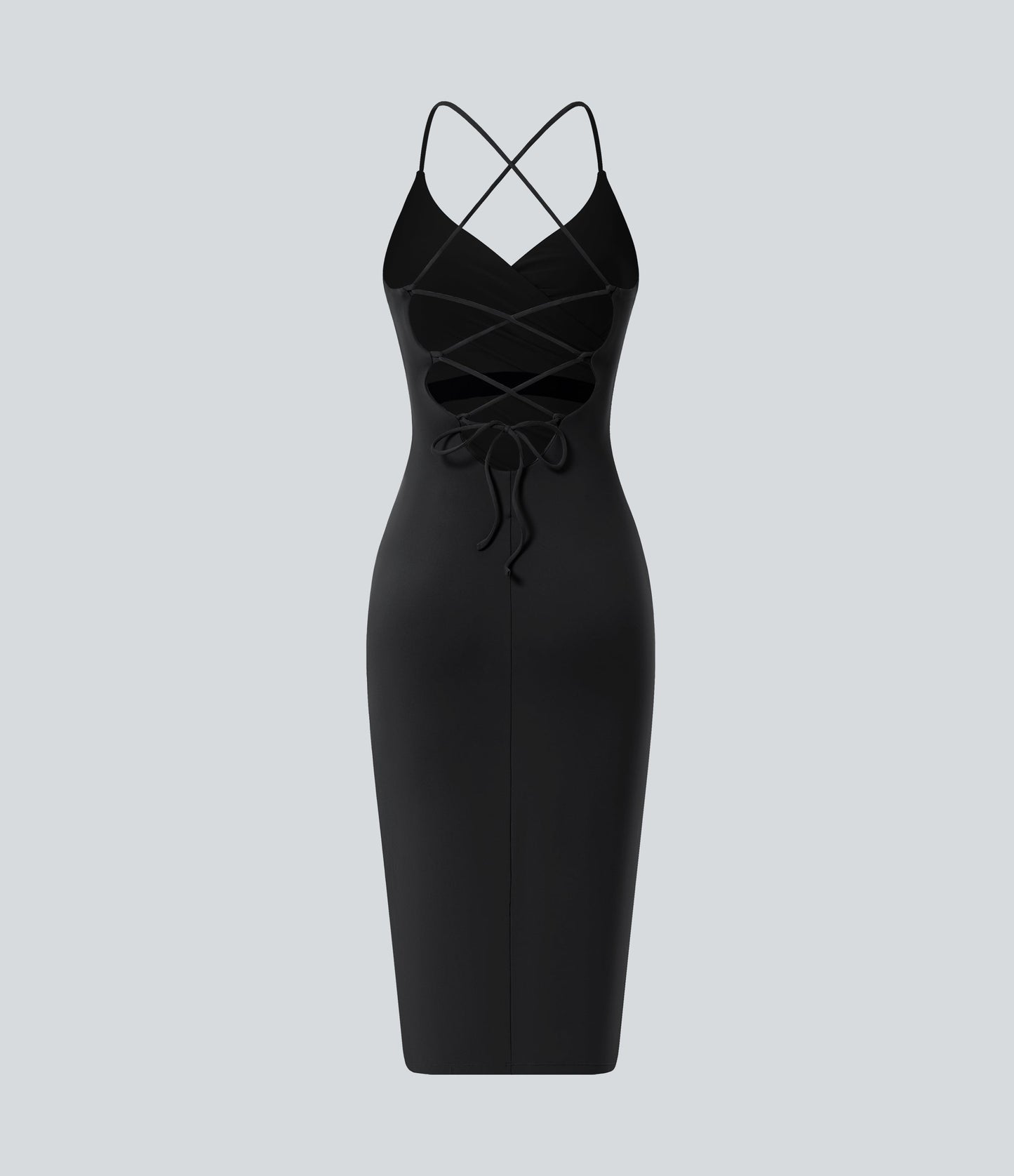 Crossover Ruched Lace Up Bodycon Cool Touch Dress-UPF50+