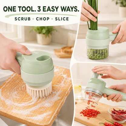 ⚡ 4-in-1 Handheld Electric Chopper – Slice, Mince, Peel & Clean 🧄