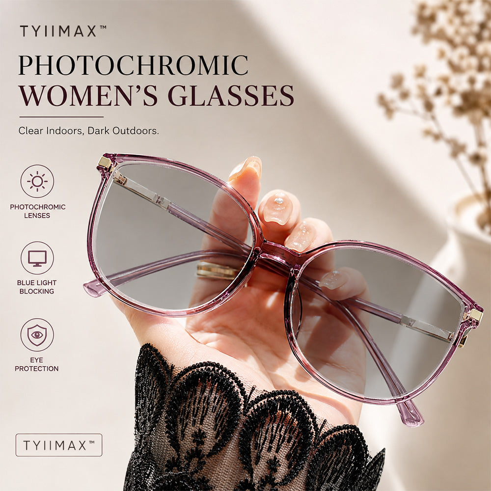 🏅Best Seller🕶️ Oversized Fashion Prescription Glasses – Trendy Photochromic Lenses with Blue Light Blocking ✨
