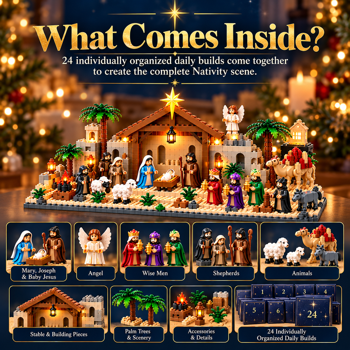 Nativity Advent Calendar – 24-Day Buildable Christmas Nativity Set