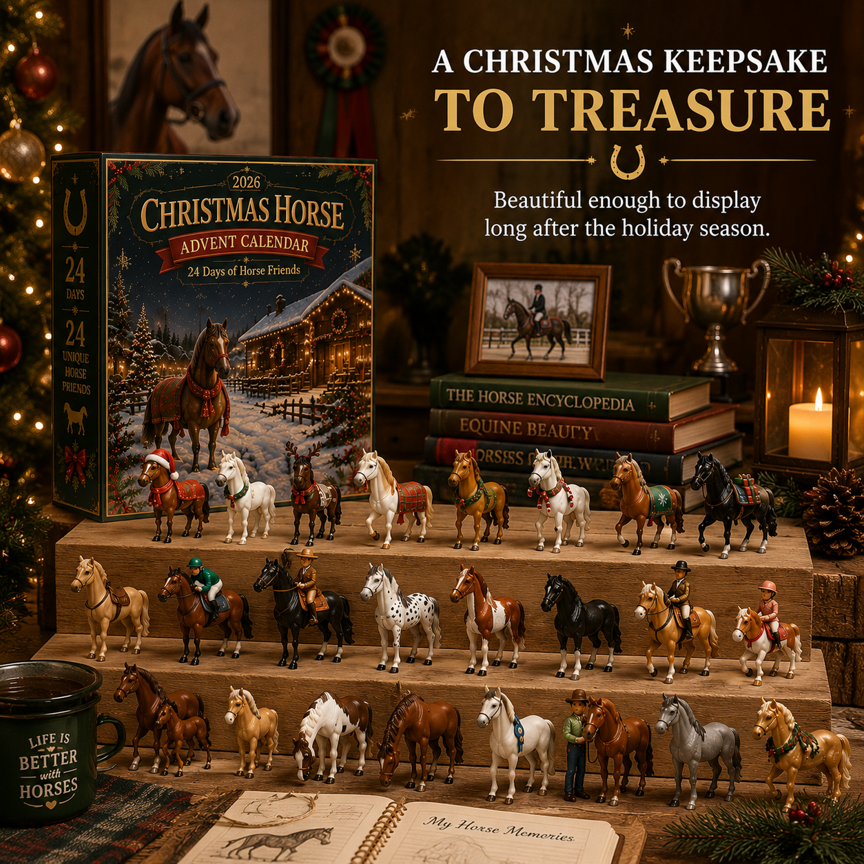 🏅Best Seller🐴 Christmas Horse Advent Calendar--24 Days of Horse Friends & Holiday Memories 🎄