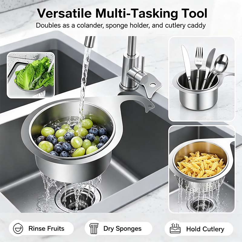 🔥Swan Kitchen Sink Drain Basket🦢Stainless Steel Food Waste Catcher
