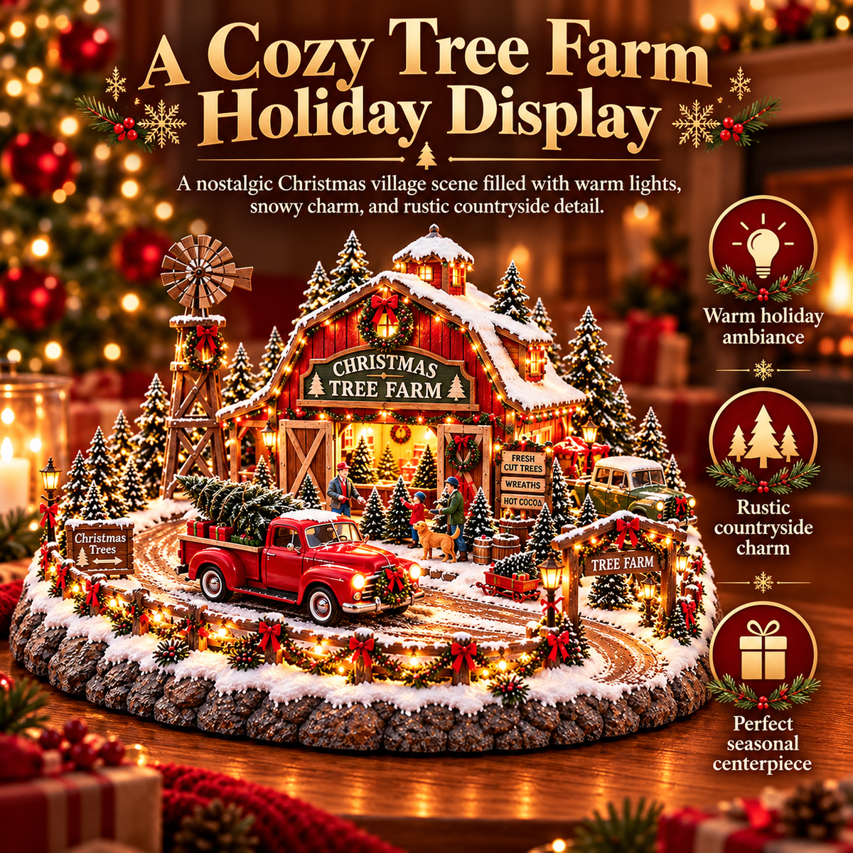 🚗🎄 Christmas Classic Gas Station Village –4 Holiday Vehicle Scenes