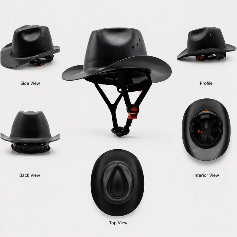 🤠 Western Cowboy Hard Hat, Vented Wide Brim Safety Helmet for Construction & Ranch Workers