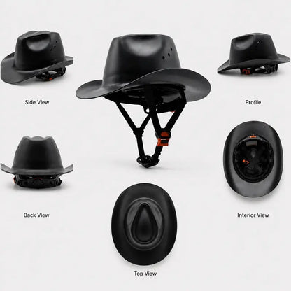 🤠 Western Cowboy Hard Hat, Vented Wide Brim Safety Helmet for Construction & Ranch Workers