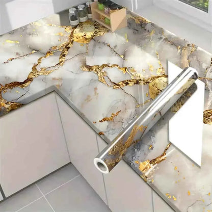 Gold Marble Pattern Self-Adhesive Wallpaper Roll