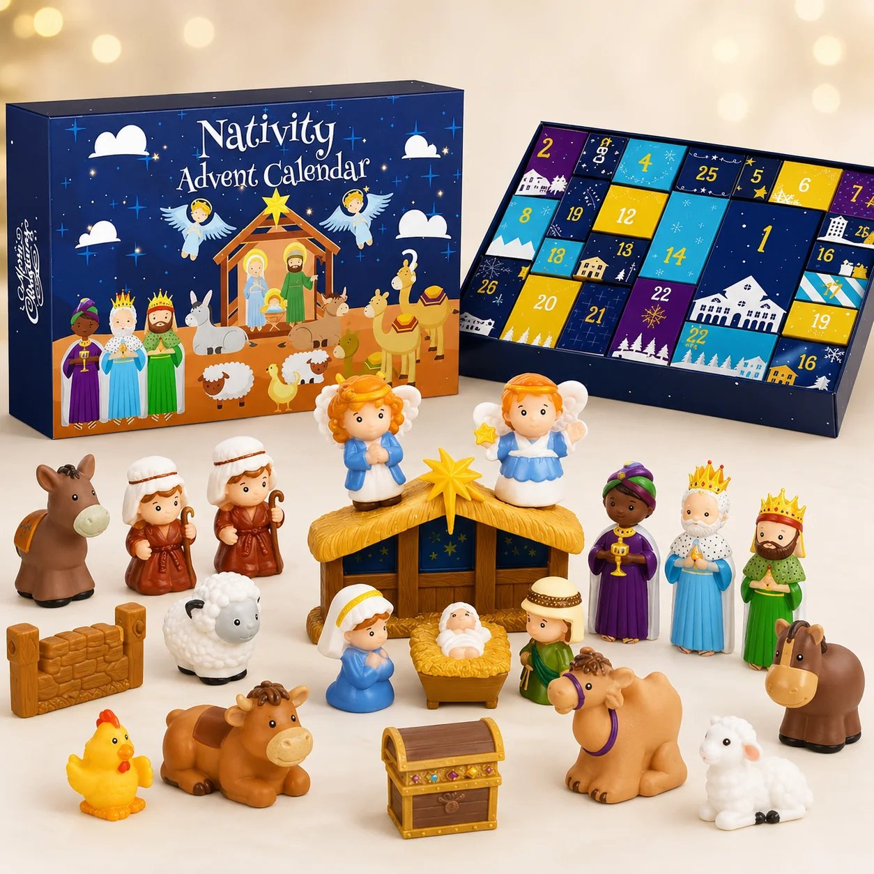 ✈️Last Day 50% OFF✨💯2026 Nativity Advent Calendar – 25-Piece Christmas Story Set for Kids
