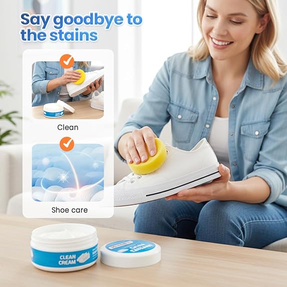 ✈️Last Day 50% OFF✨👟White Shoe Cleaner Cream | Multipurpose No-Wash Solid Comes with Sponge