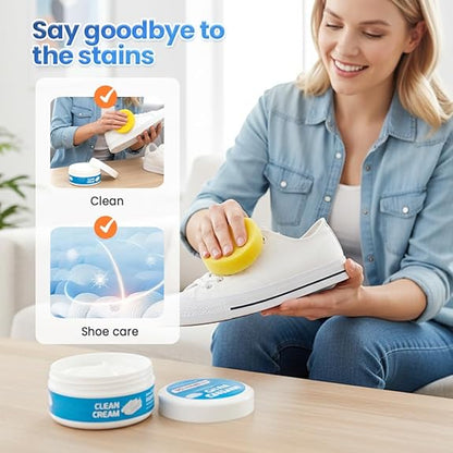 ✈️Last Day 50% OFF✨👟White Shoe Cleaner Cream | Multipurpose No-Wash Solid Comes with Sponge