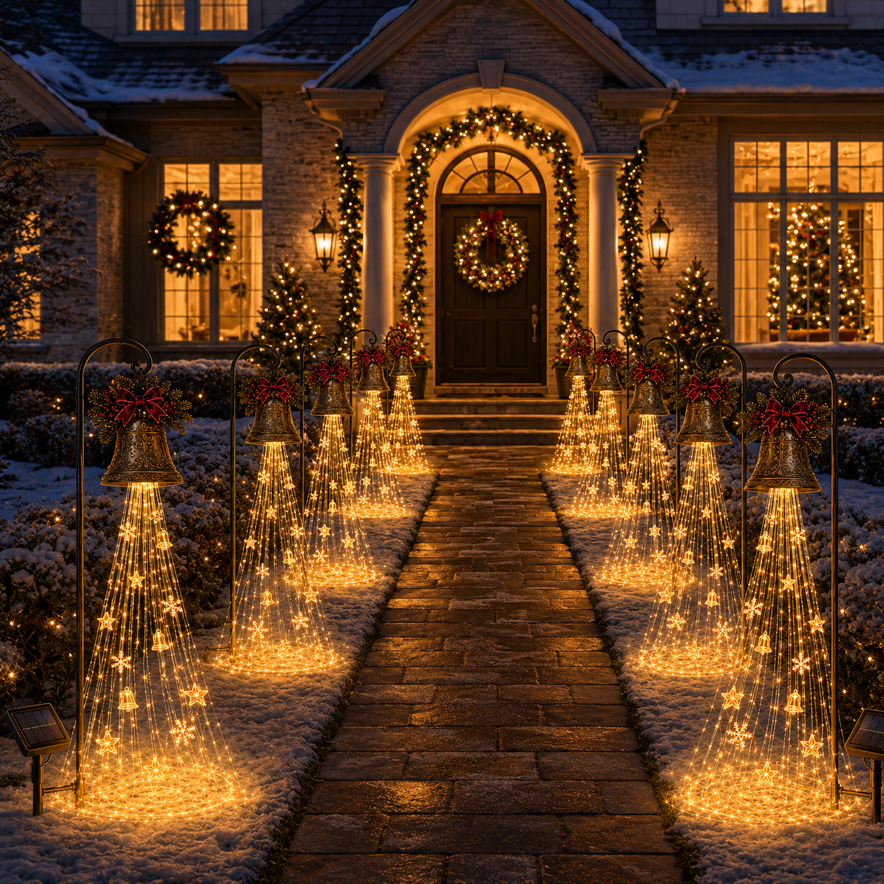 🔔Perfect Christmas Moment🎄 Christmas Bell Cascade Solar Yard Light✨