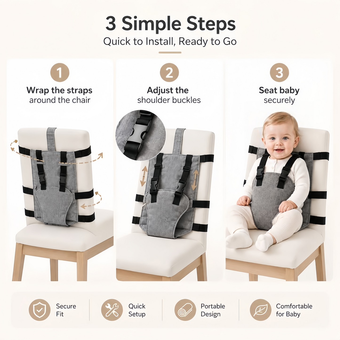 👶 Turn Almost Any Dining Chair Into a Baby Seat –🍽️ Portable Travel Harness