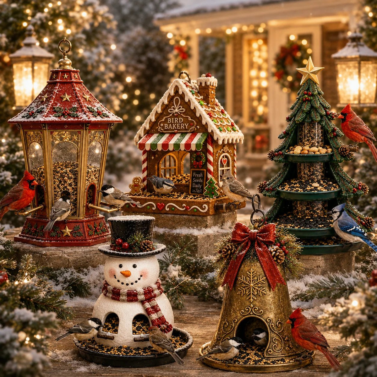 🔥Best Seller 🔥🐦Christmas Themed Bird Feeder Set | Decorative Hanging Backyard Feeders