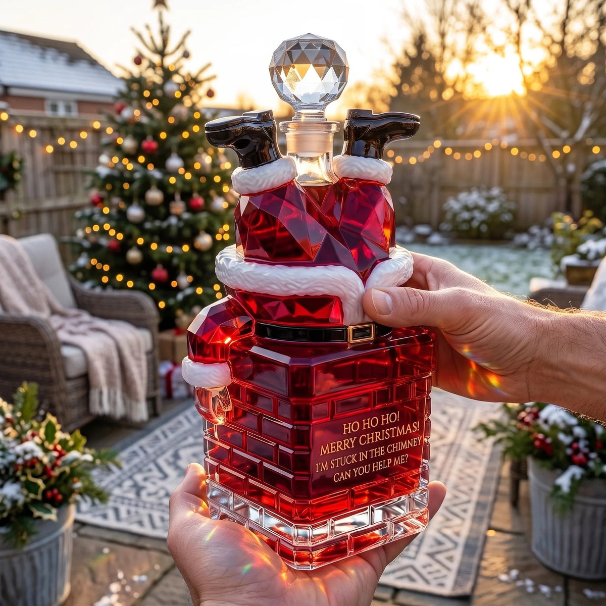 ✨ ✨ Pre-order: 49% Off – Santa Stuck in the Chimney Whiskey Bottle