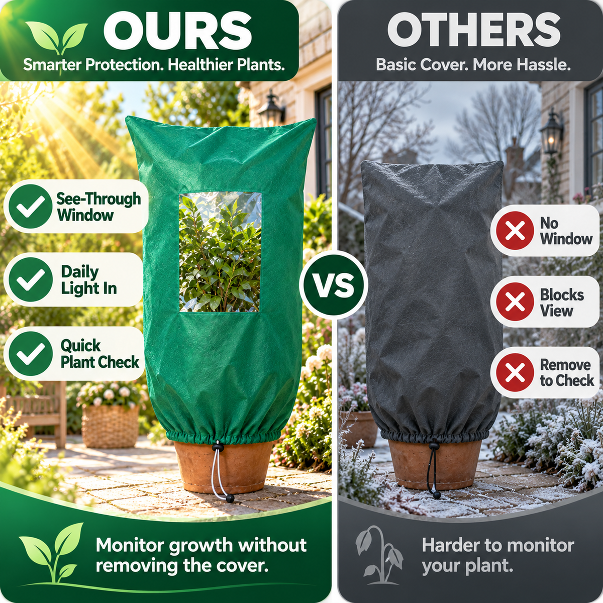🌿Winter Plant Frost Cover with Zipper & Observation Window