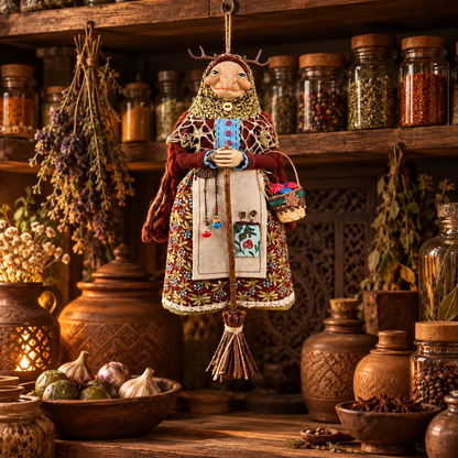 🧙‍♀️✨ Handmade Kitchen Witch Doll – Whimsical Home & Kitchen Decor