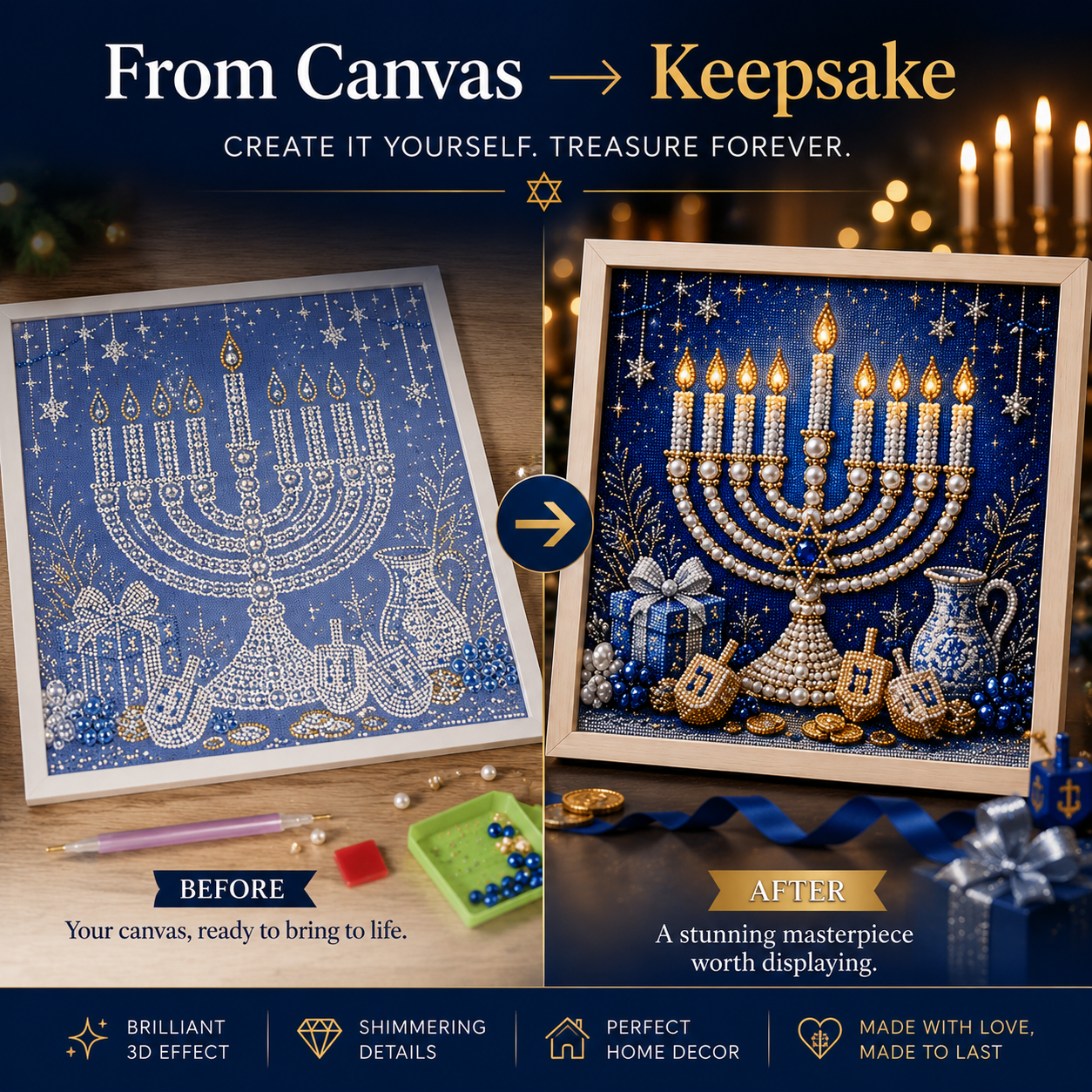 ✈️Last Day 50% OFF✨🎁DIY Hanukkah Pearl Art Kit ✨