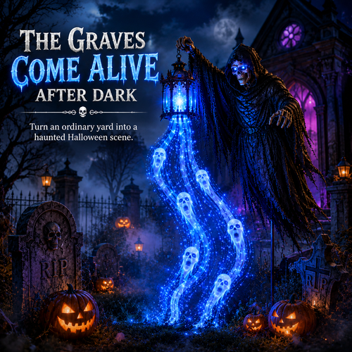🎃 Creepy & Eye-Catching👻Halloween Soul Harvester Animated Garden Light💀
