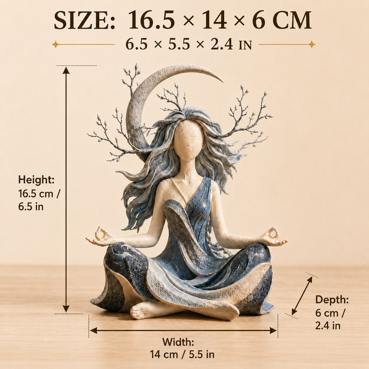 🌙 Inner Harmony Goddess Sculpture – Nature-Inspired Spiritual Home Decor ✨