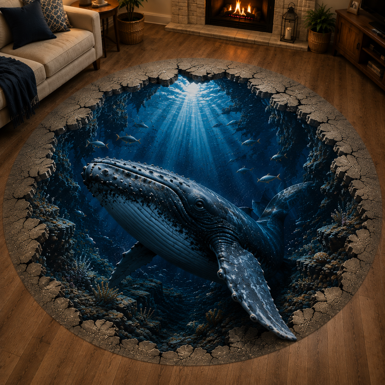 ✈️Last Day 50% OFF🌊Ocean Portal Illusion Rug - A Realistic 3D Ocean World Beneath Your Feet