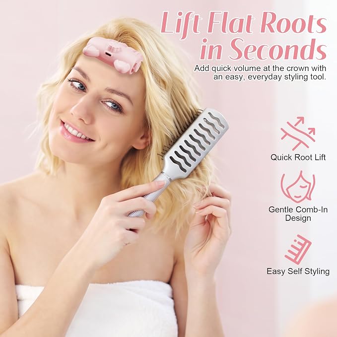 🏅50K+ Sold 💃Wireless Heated Volumizing Root Lift Clip - Salon Crown Volume Styling Tool for Fine Flat Hair