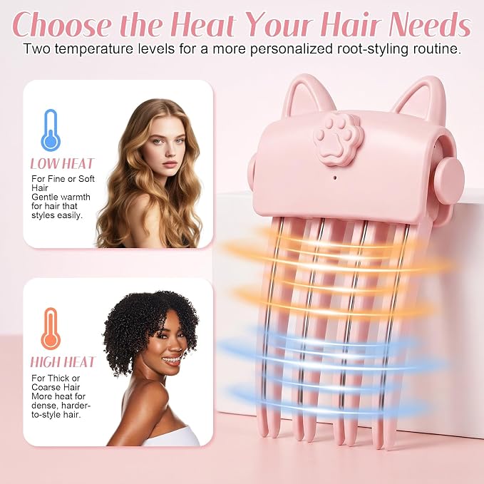 🏅50K+ Sold 💃Wireless Heated Volumizing Root Lift Clip - Salon Crown Volume Styling Tool for Fine Flat Hair