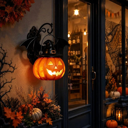 🔥50% OFF 🎃🦇 Bat Hat Pumpkin Wall Lamp – Halloween Decor