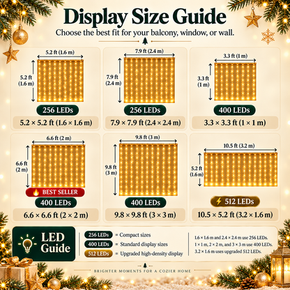 🎅💡GlowCanvas Smart Christmas Curtain Lights – App-Controlled DIY Animated LED Display