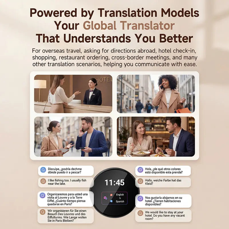 🌍 Pocket AI Language Translator | 165 Online Languages 🗣️ Two-Way Voice & Touch Control