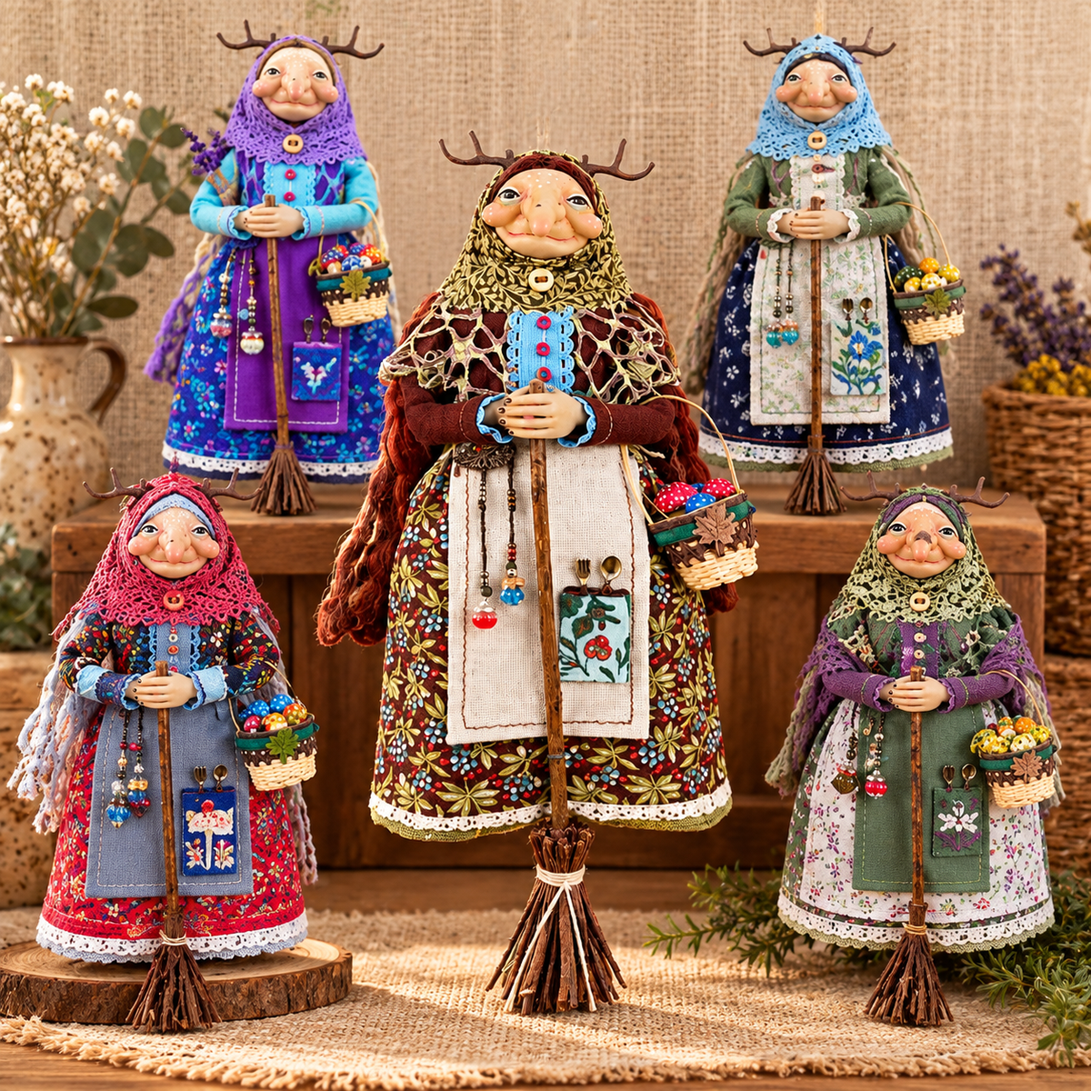 🧙‍♀️✨ Handmade Kitchen Witch Doll – Whimsical Home & Kitchen Decor