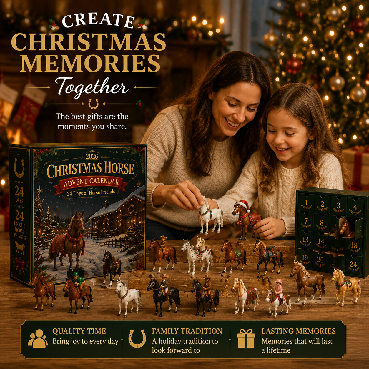 🏅Best Seller🐴 Christmas Horse Advent Calendar--24 Days of Horse Friends & Holiday Memories 🎄