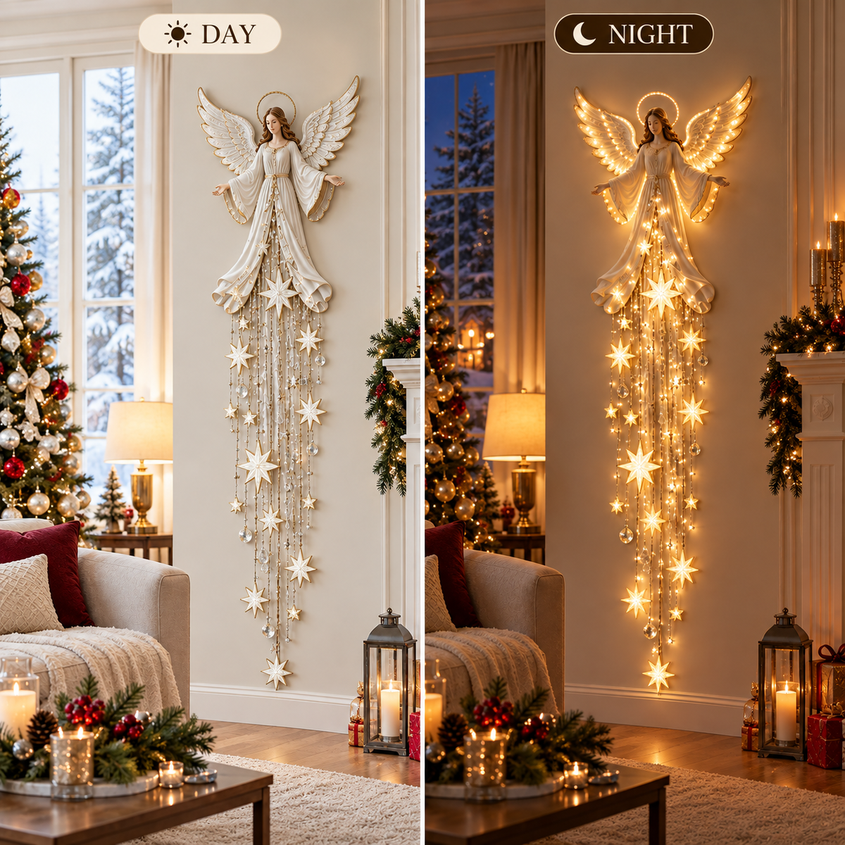 ✨Last Day 49% OFF✨ Angel Blessing Starfall Wall Ligh – Heavenly Christmas Wall Decor
