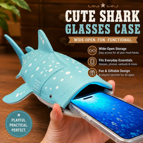 ✈️Last Day 50% OFF🦈🌊Cute Shark Glasses Case | Shark-Shaped Storage Pouch For Everyday Essentials🌊