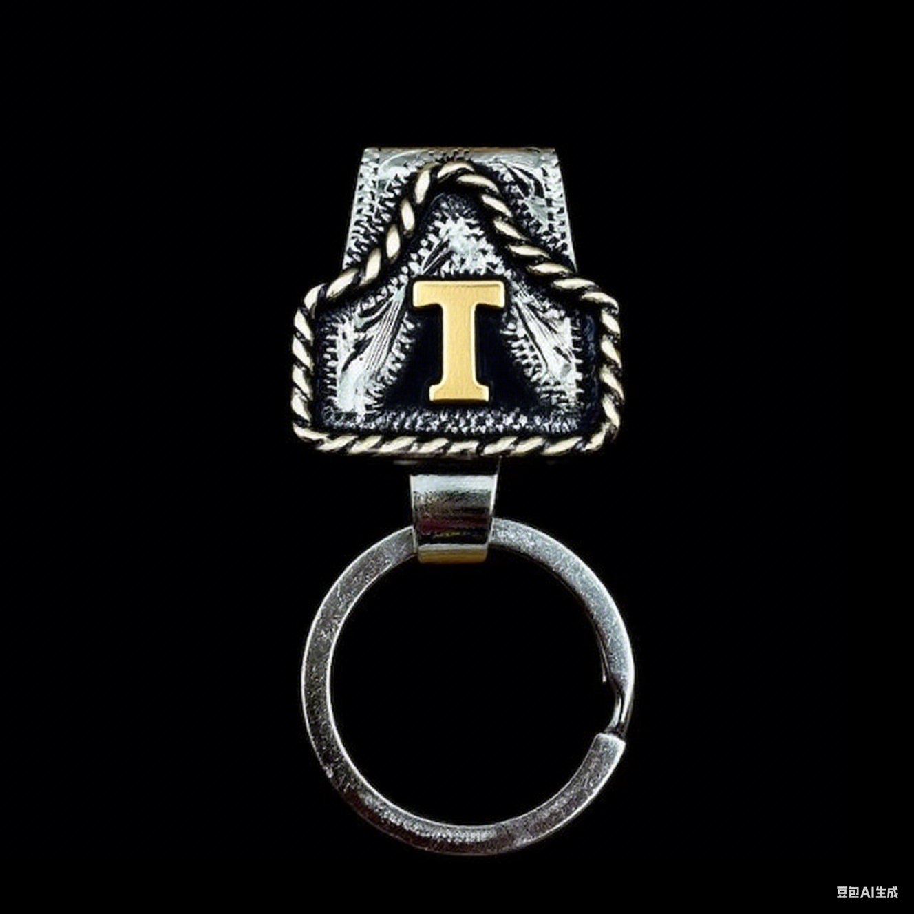 Vintage Brass Initial Cow Tag Keychain